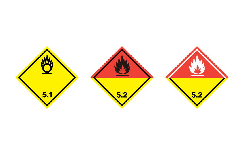 Gefahrzettel Gefahrgut Klasse 5: Entzündend wirkende Stoffe